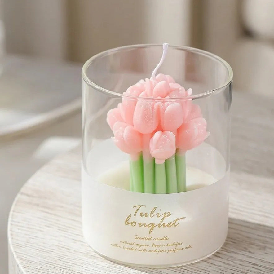 Bougie Bouquet de Tulipes Unique