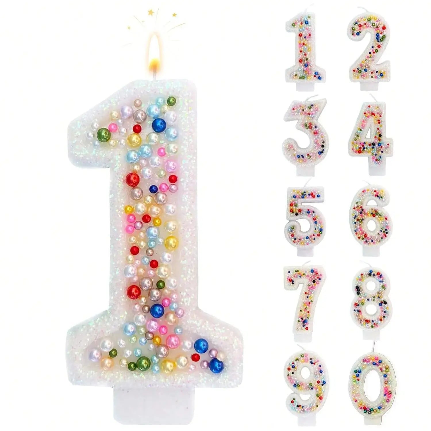 Bougie Chiffre à Perle Colorées Unique