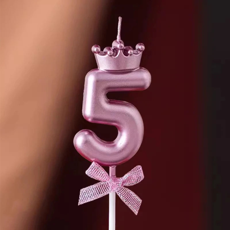 Bougie Chiffre Rose Gold Couronne 5