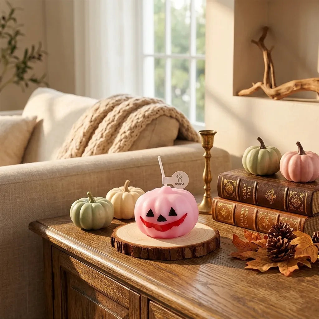 Bougie Citrouille Rose Halloween Chic