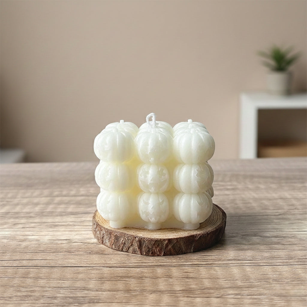 Bougie Cube de Citrouilles Blanches Halloween