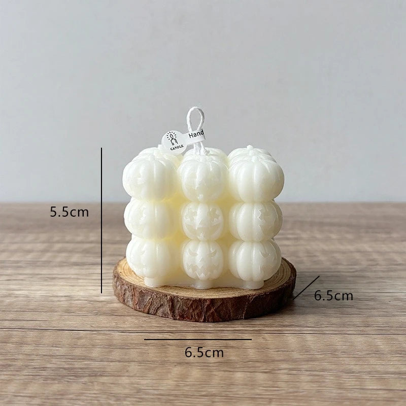 Bougie Cube de Citrouilles Blanches Halloween