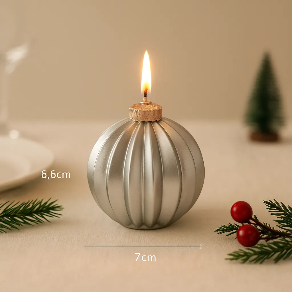 Bougie Décorative Boule de Noël Argentée Design