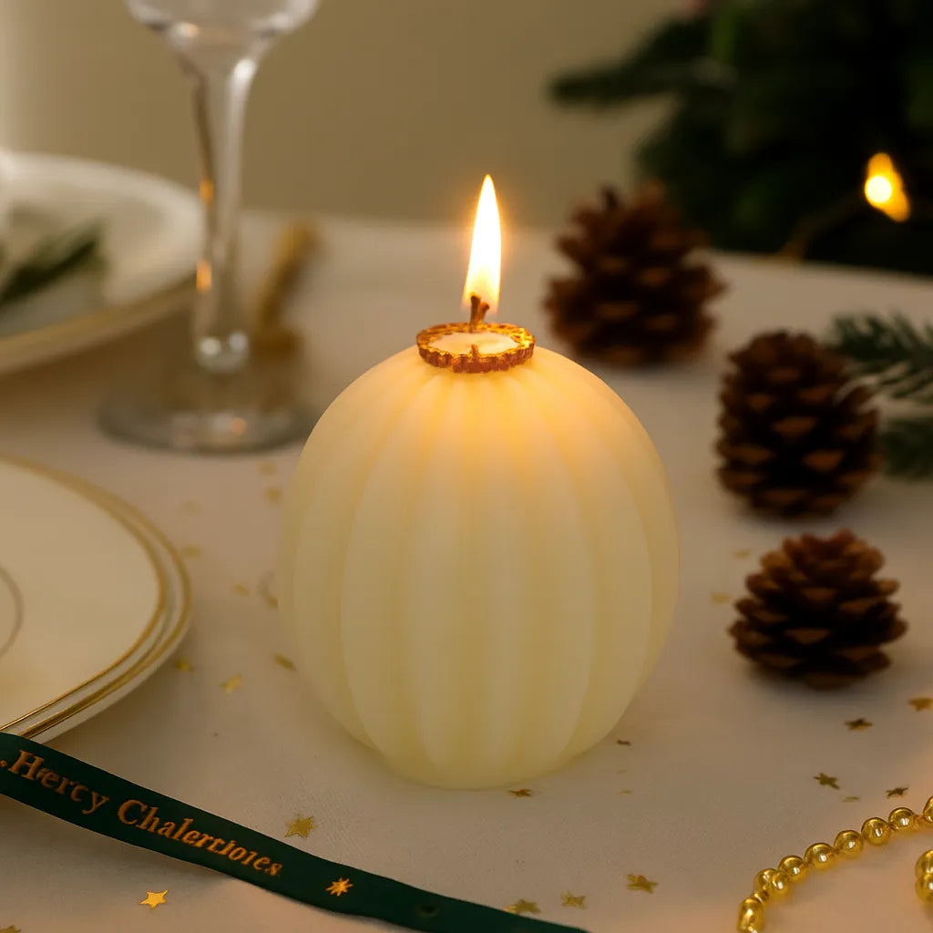 Bougie Décorative Boule de Noël Blanche