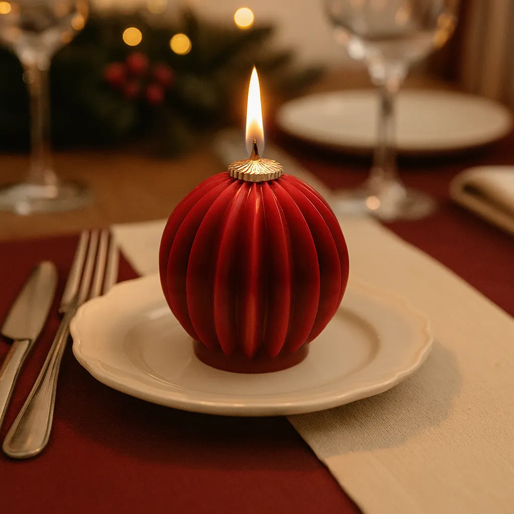 Bougie Décorative Boule de Noël Rouge