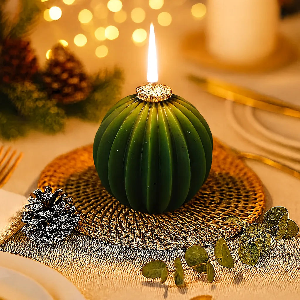 Bougie Décorative Boule de Noël Verte