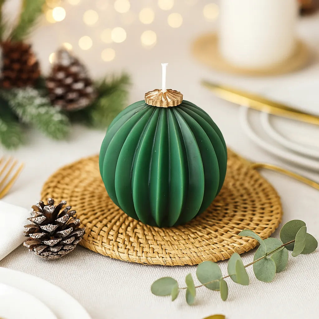 Bougie Décorative Boule de Noël Verte Classe