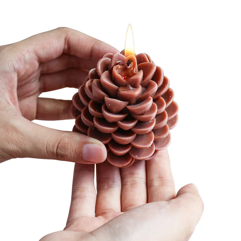 Bougie Décorative Pomme de Pin Marron stylé