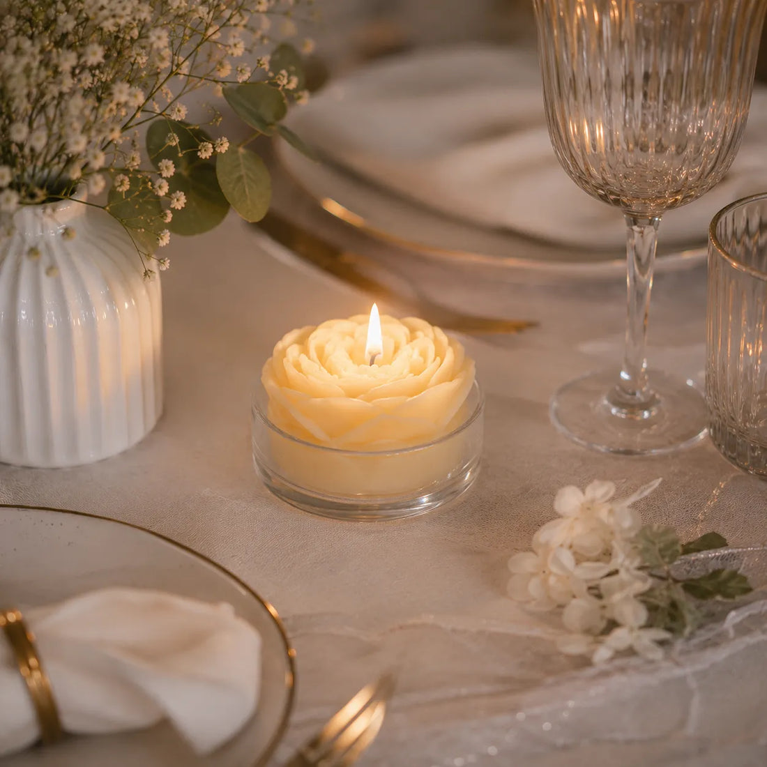 Bougie Fleur Jaune Moderne