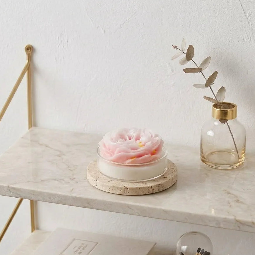 Bougie Fleur Rose Minimaliste