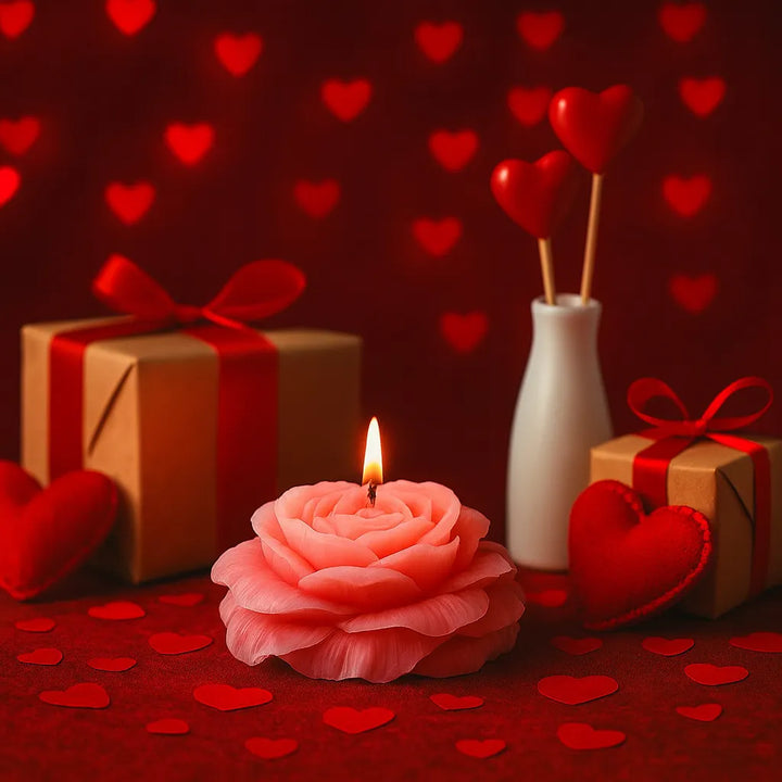 Bougie Fleur Rose Saint-Valentin