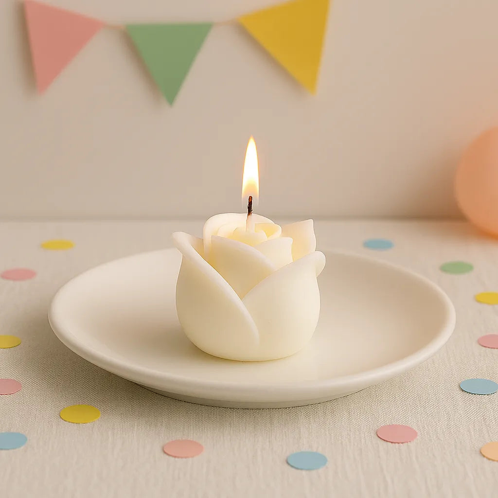 Bougie Fleur de Rose Blanche 1