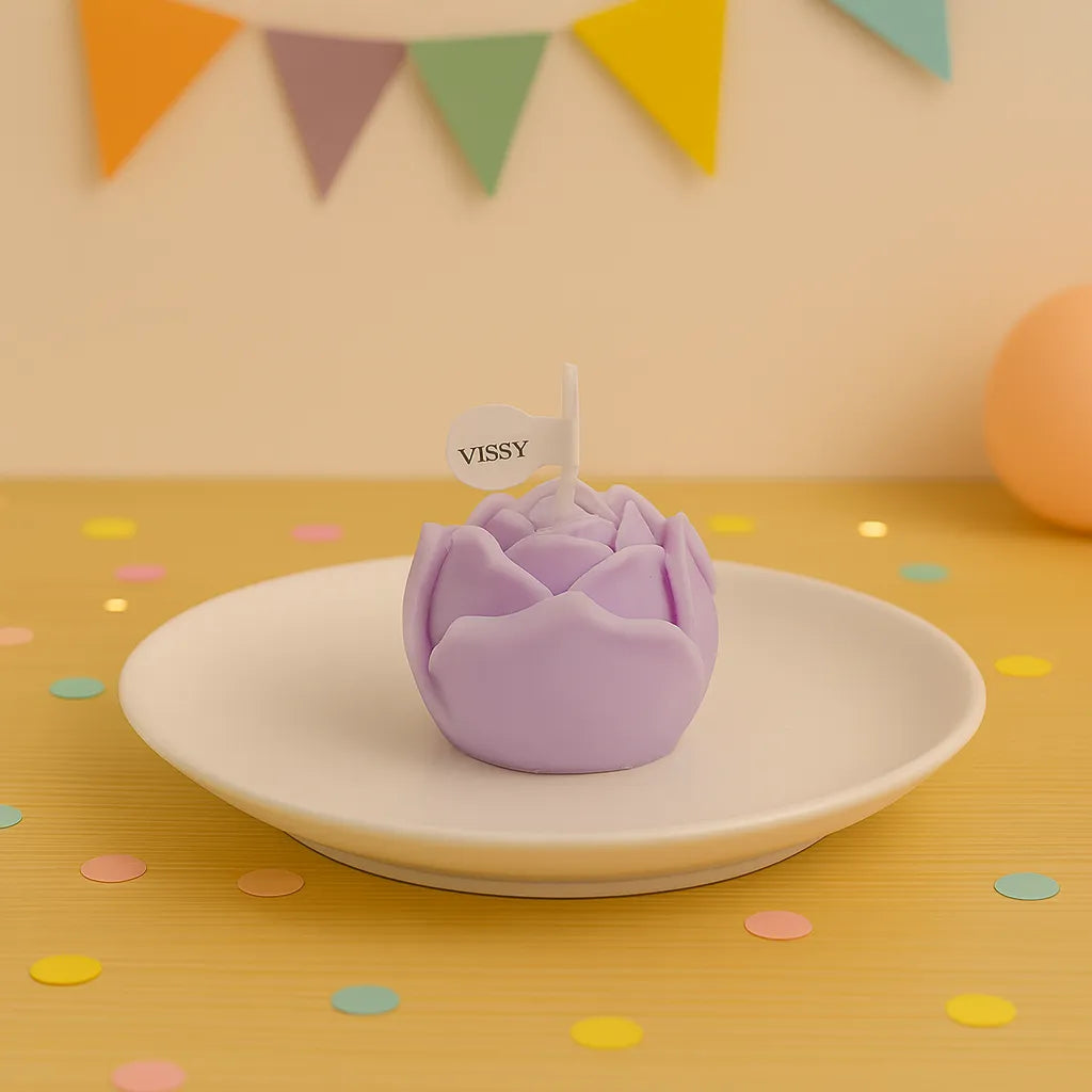 Bougie Fleur de Rose Violette1