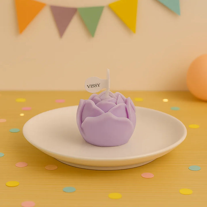 Bougie Fleur de Rose Violette1