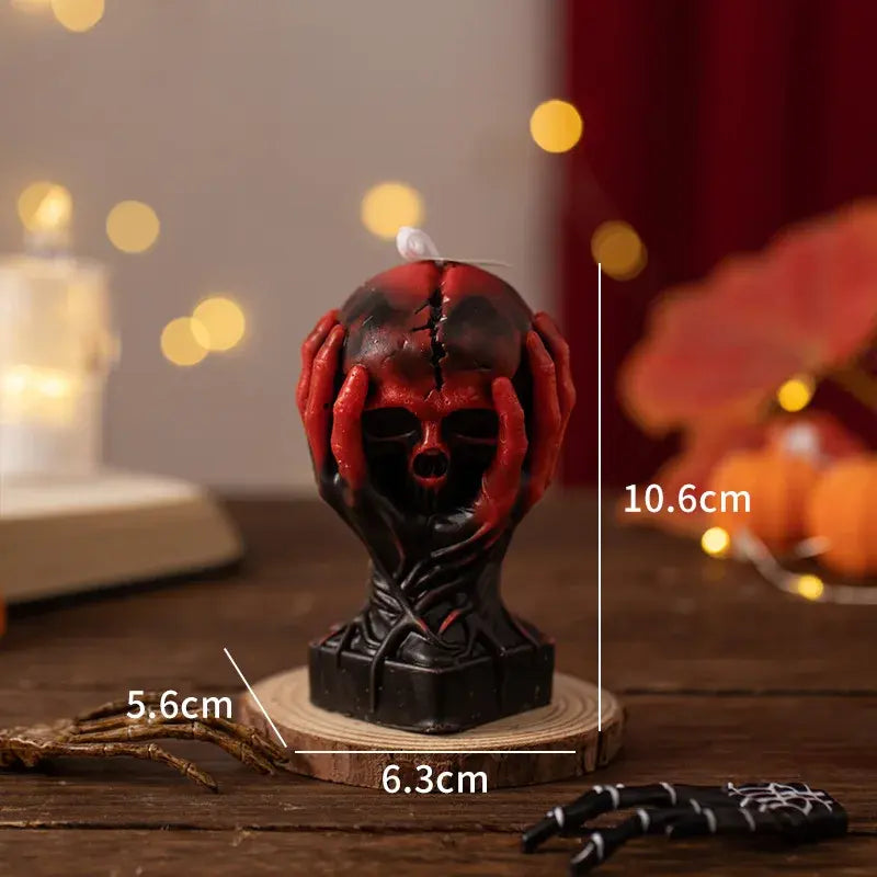 Bougie Halloween Crâne Rouge et Noir