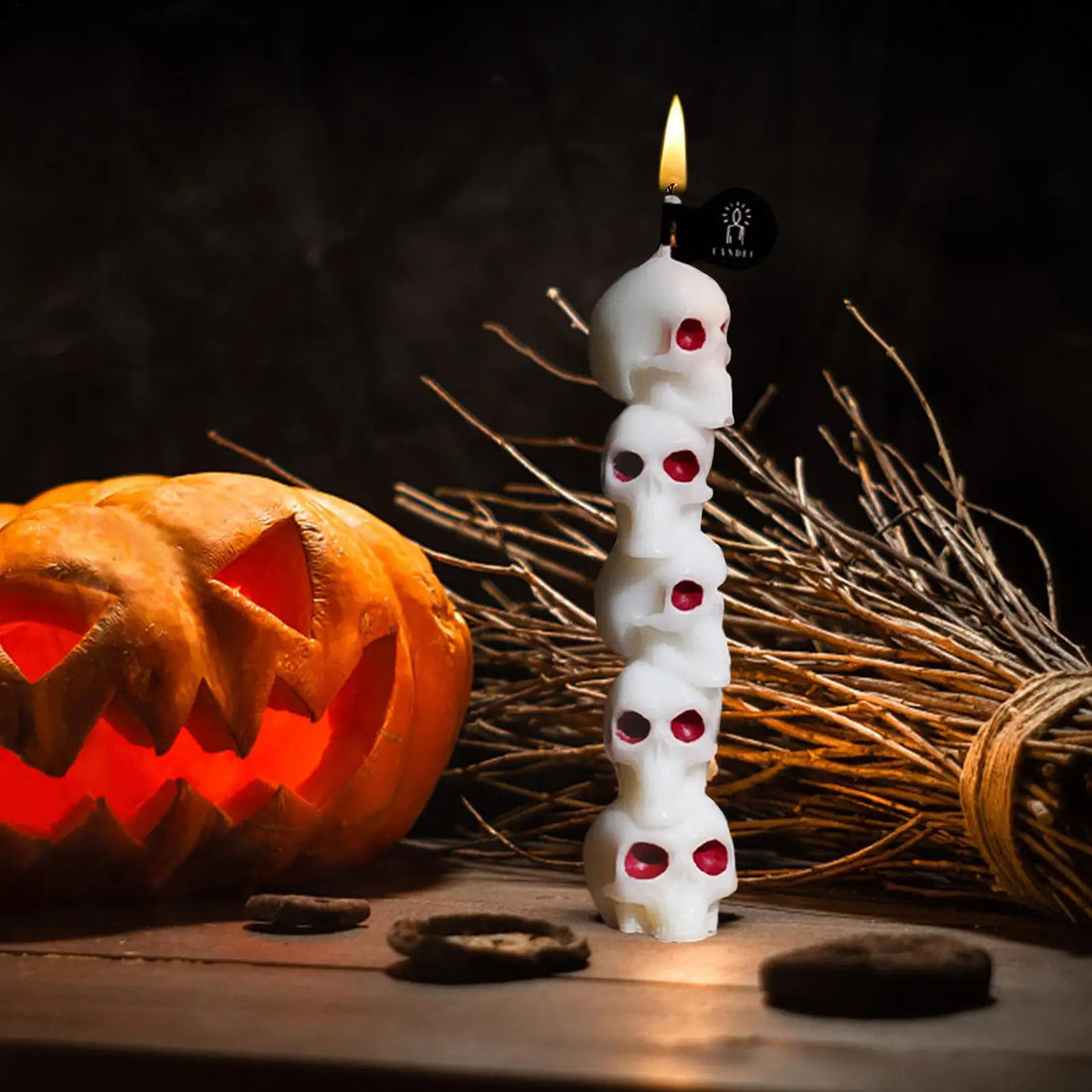 Bougie Halloween Crânes Design