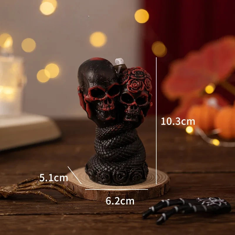 Bougie Halloween Double Crânes