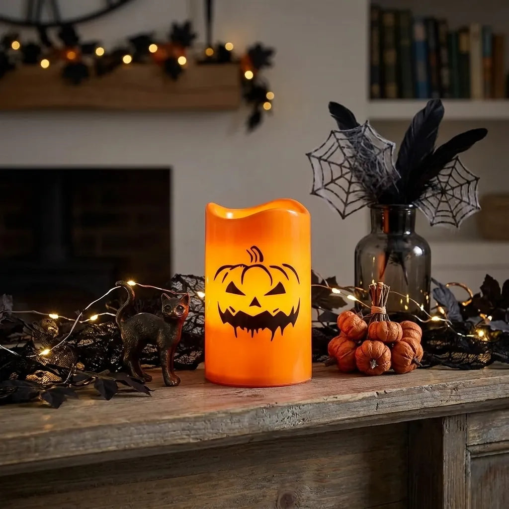 Bougie Halloween Led Citrouille Lumineux