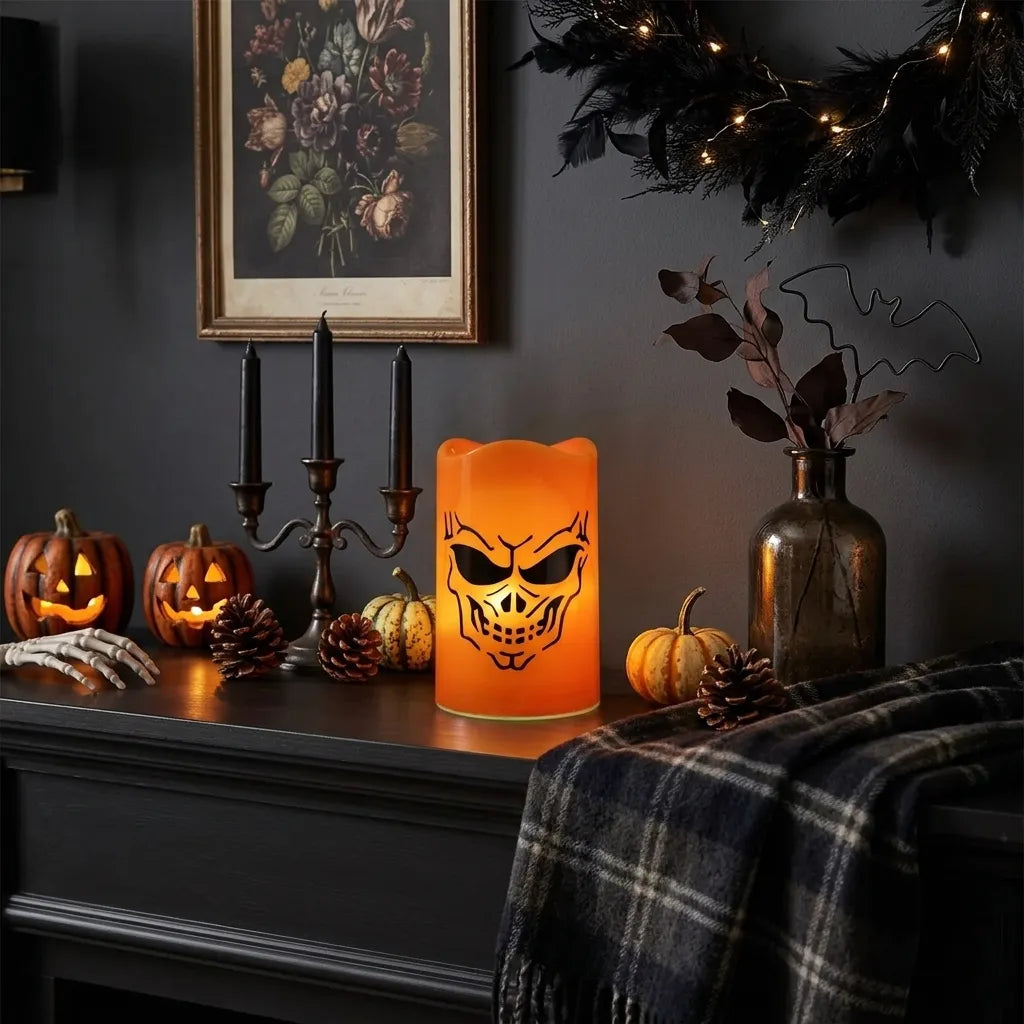Bougie Halloween Led Squelette Lumineux