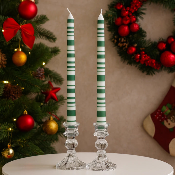 Bougie Longue à Rayures Vertes