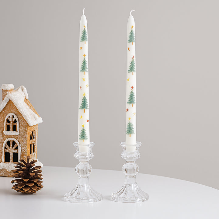 Bougie Longue à Sapins Verts