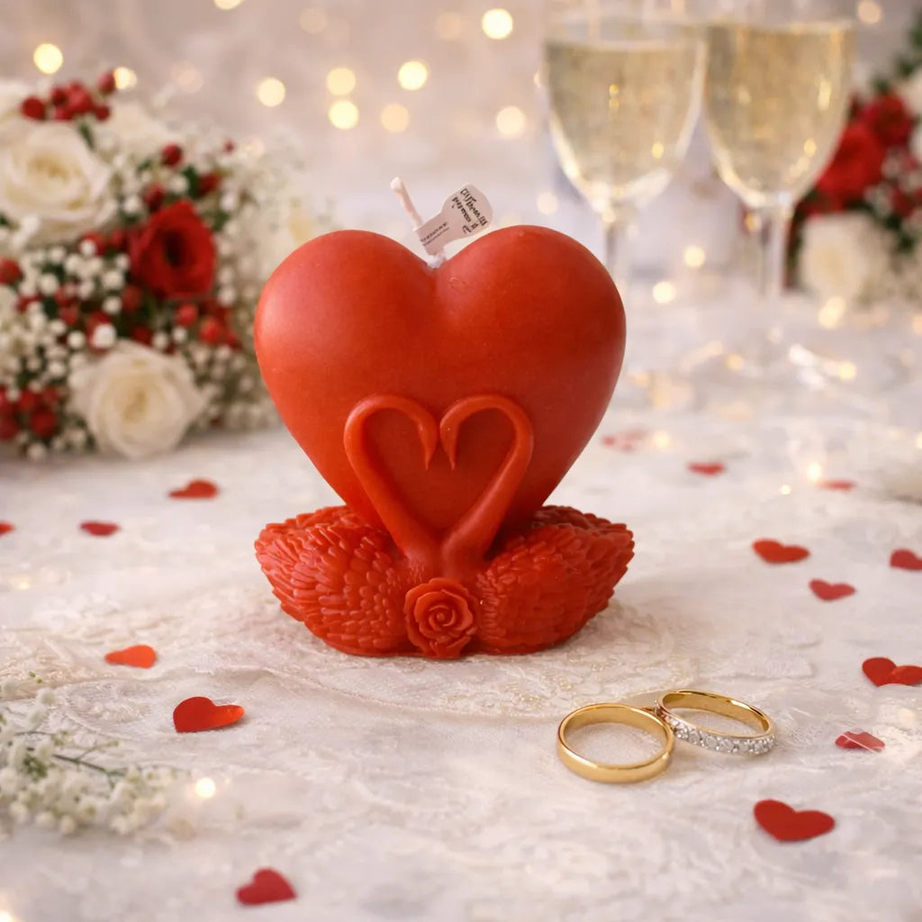 Bougie Mariage Cœur Rouge
