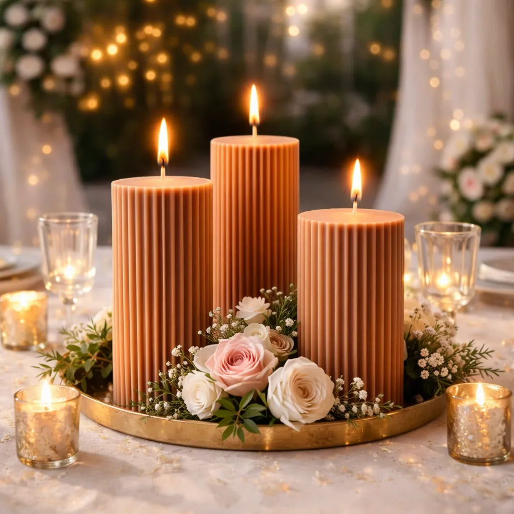 Bougie Mariage Cylindrique Marron