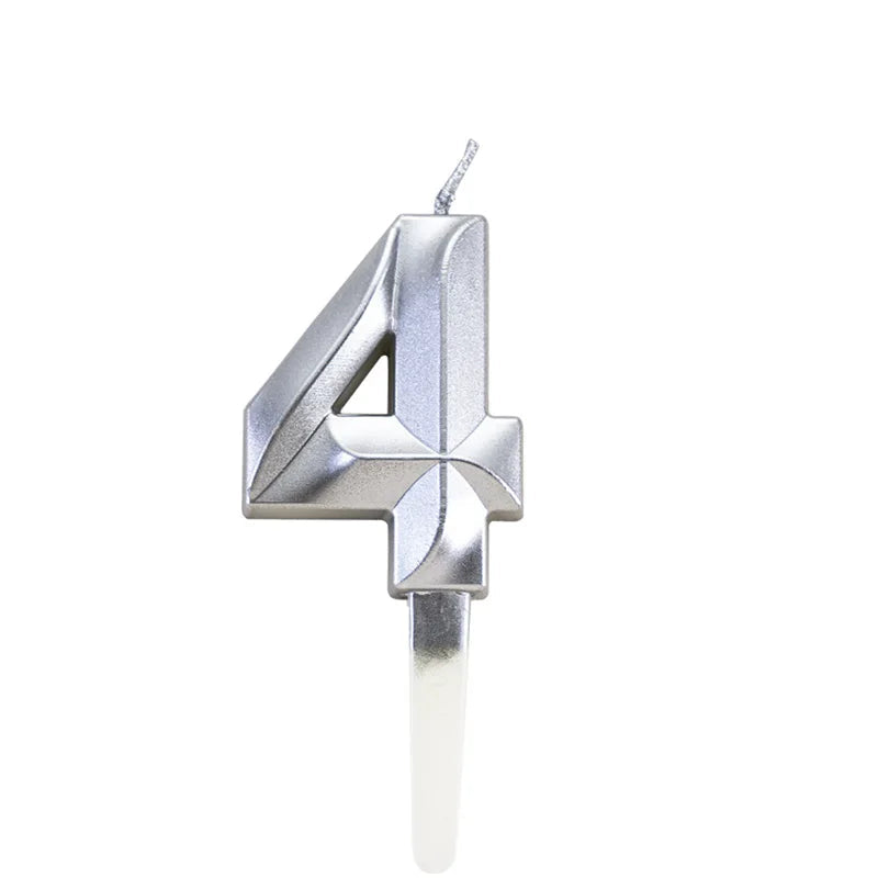 Bougie Numérique Argentée Chiffre 4