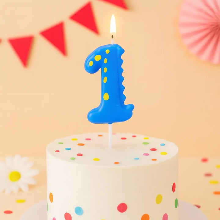 Bougie Numérique Dinosaure Bleu