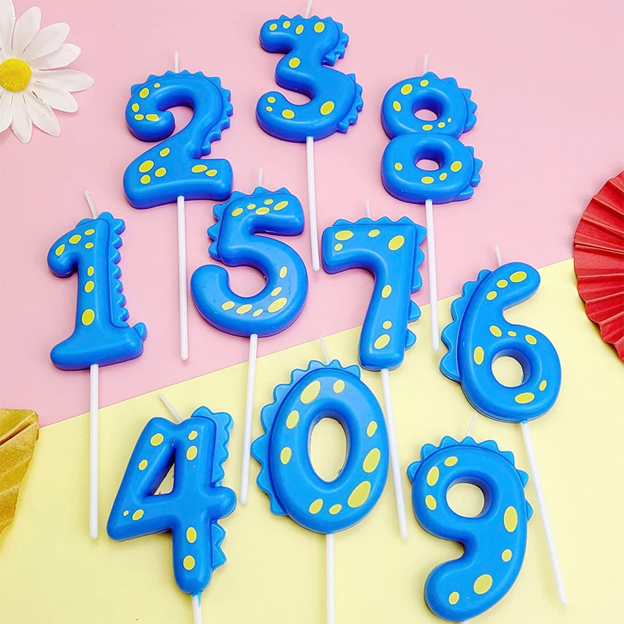 Bougie Numérique Dinosaure Bleu