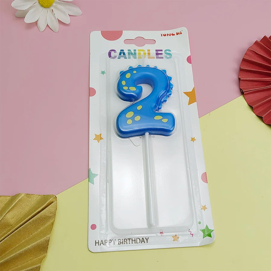 Bougie Numérique Dinosaure Bleu