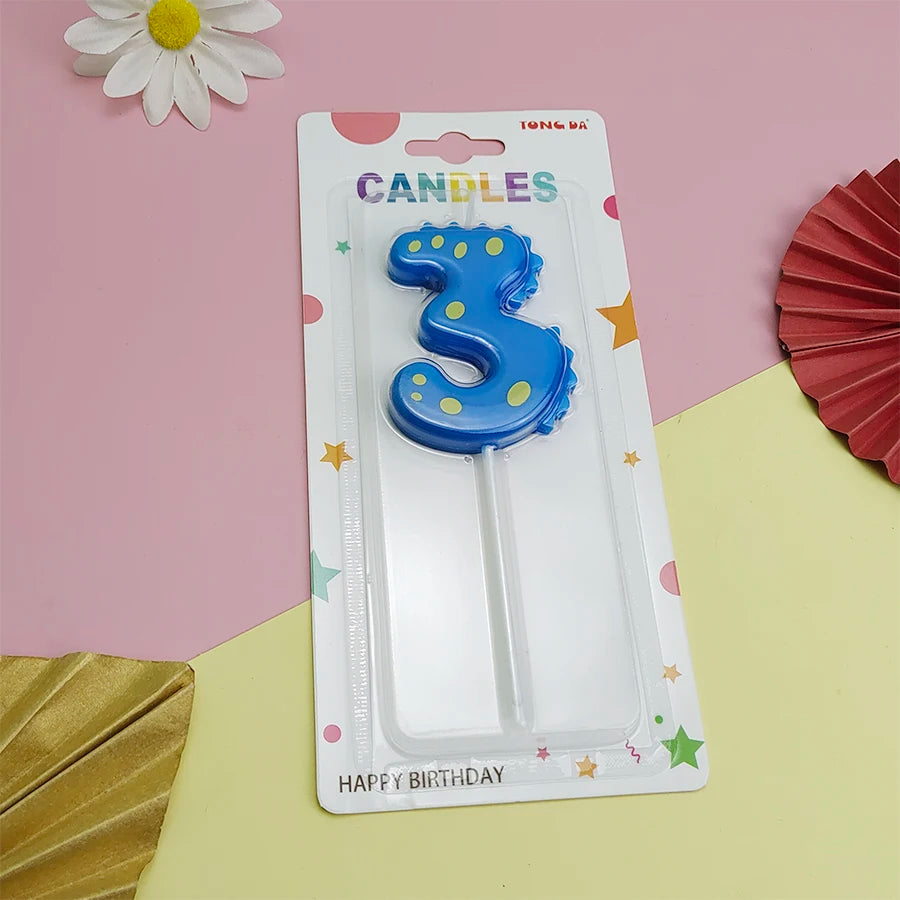 Bougie Numérique Dinosaure Bleu