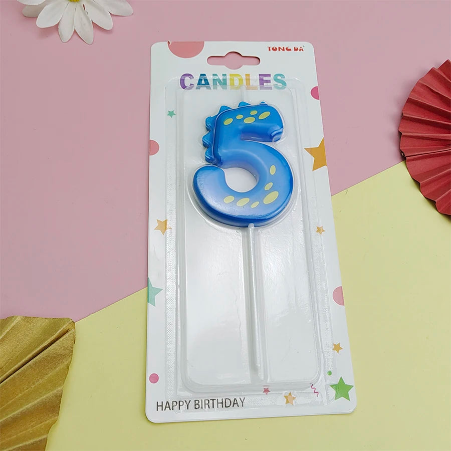 Bougie Numérique Dinosaure Bleu