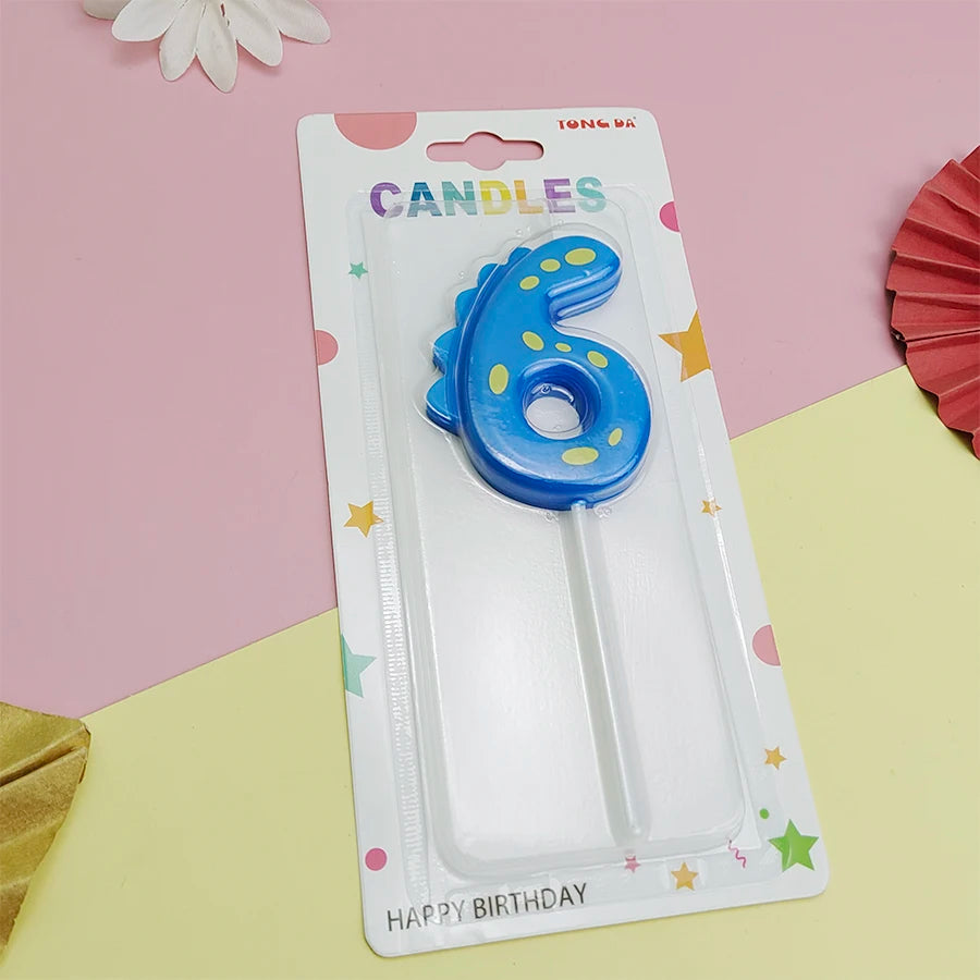 Bougie Numérique Dinosaure Bleu