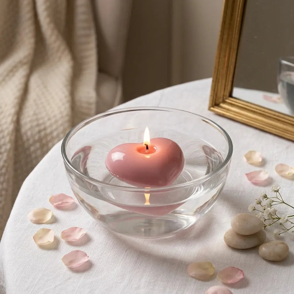Bougie Parfumée Cœur Rose Raffinée Lumineux