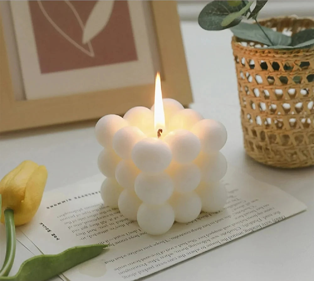 Bougie Parfumée Cube Blanc Compacte 