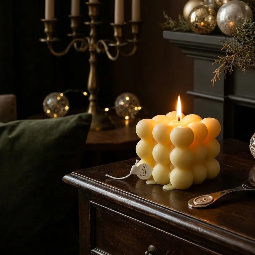 Bougie Parfumée Cube Jaune Moderne