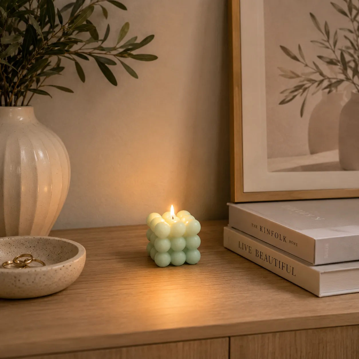 Bougie Parfumée Cube Verte Minimaliste