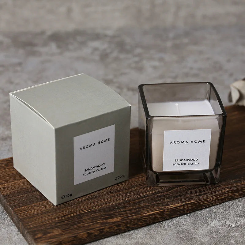 Bougie Parfumée Verre Carré Gris