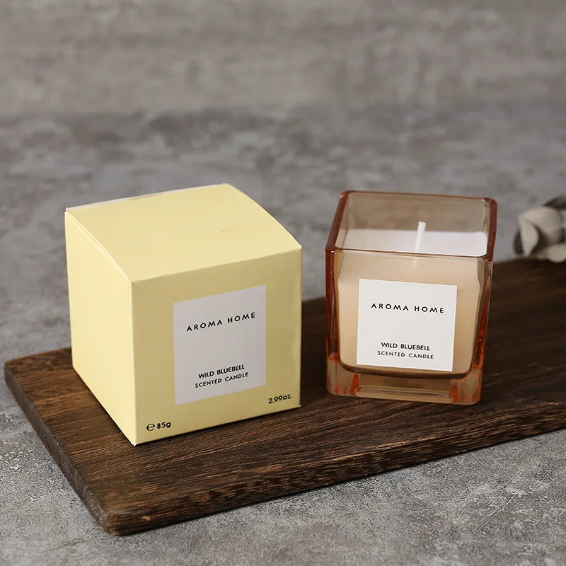 Bougie Parfumée Verre Carré Jaune