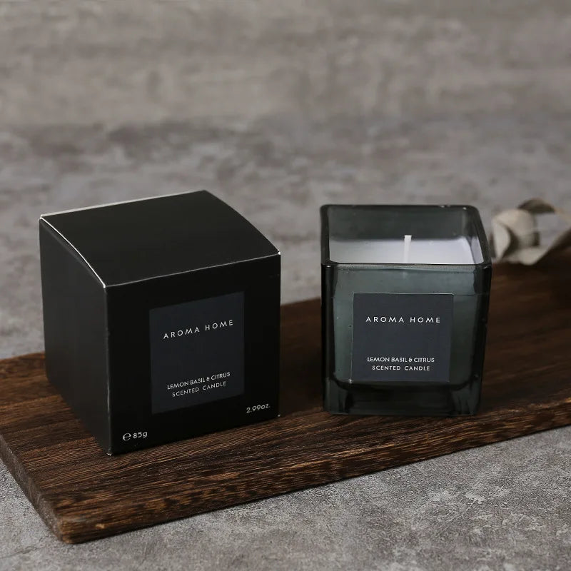 Bougie Parfumée Verre Carré noir
