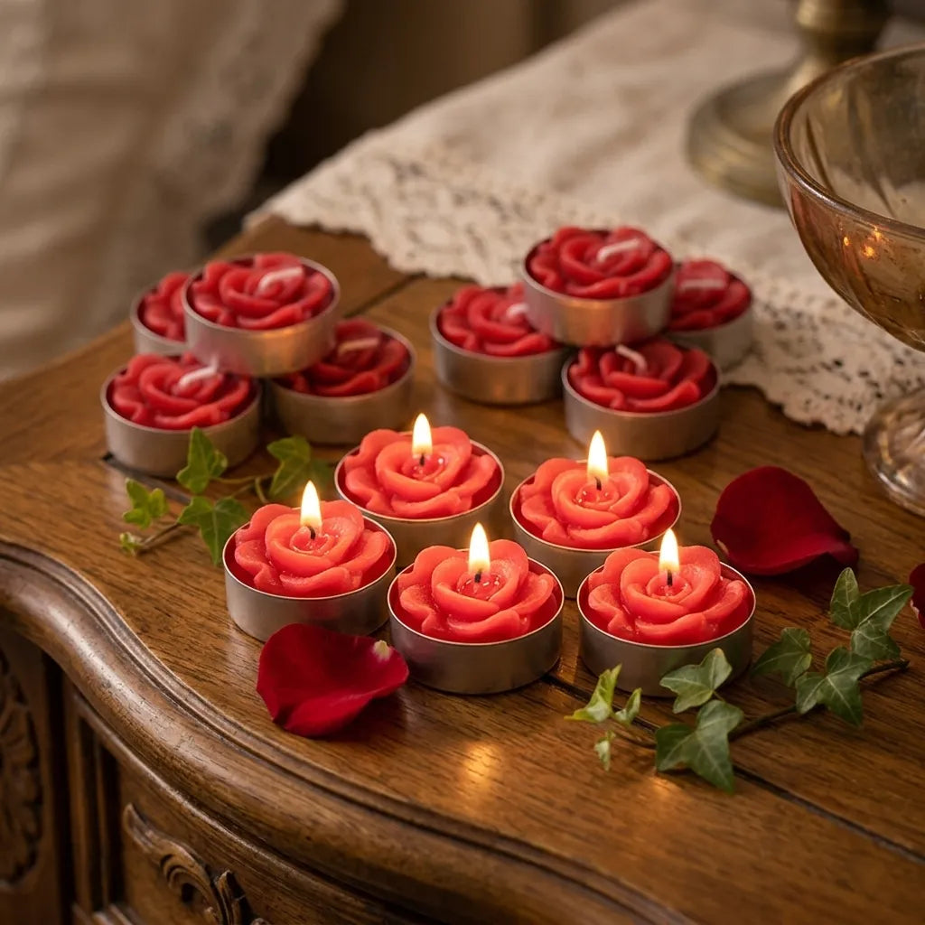 Bougie Rose Flottante Saint-Valentin Chaleureux