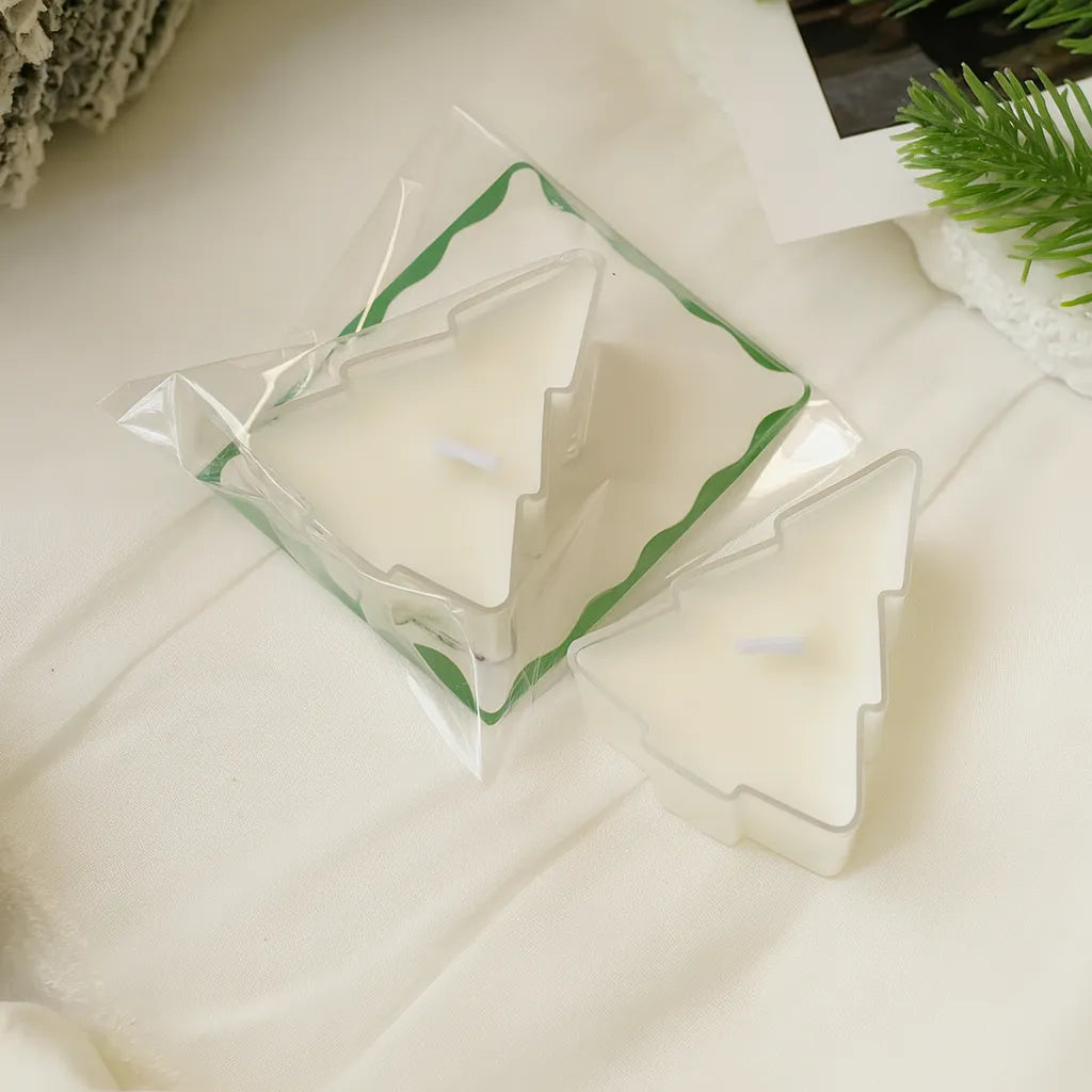 Bougie Sapin Chauffe-plat Blanche