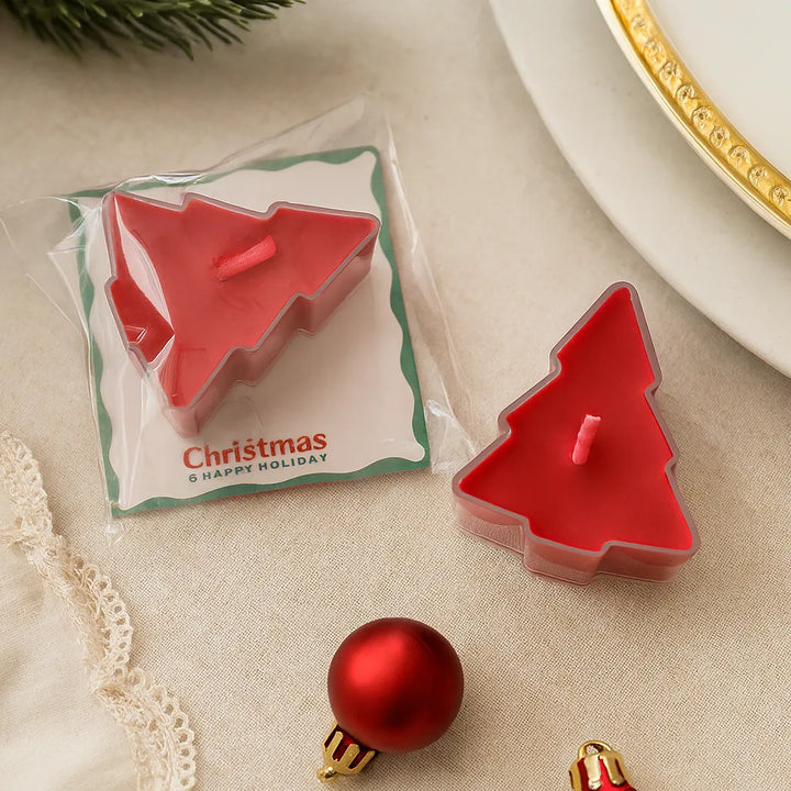 Bougie Sapin Chauffe-plat Rouge