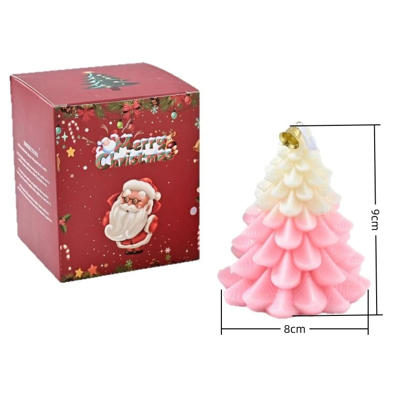 Bougie Sapin Rose et Blanc stylé