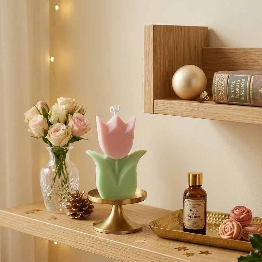Bougie Tulipe Rose Minimaliste