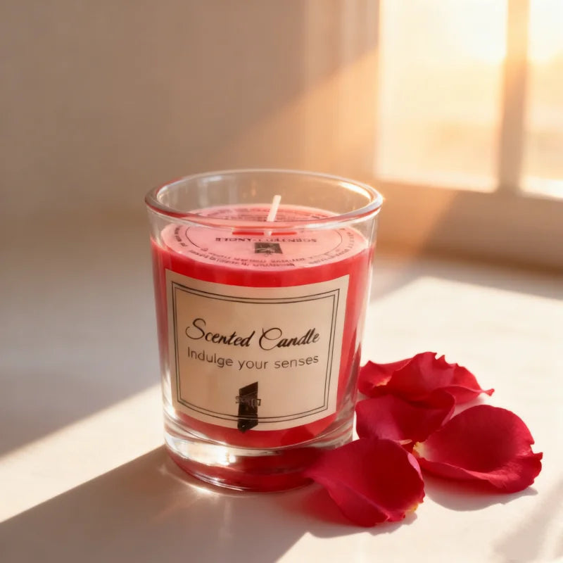Bougie en Verre Parfumée Rouge
