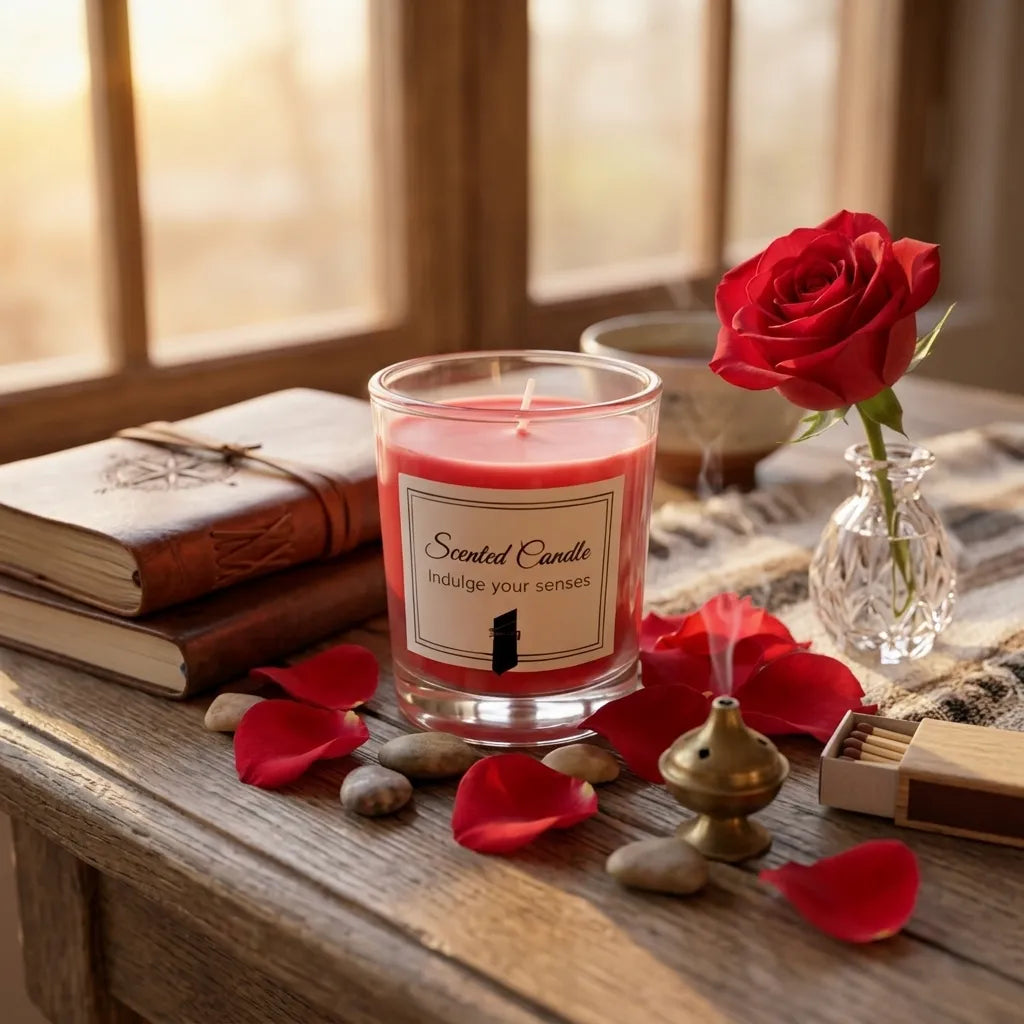 Bougie en Verre Parfumée Rouge Lumineux