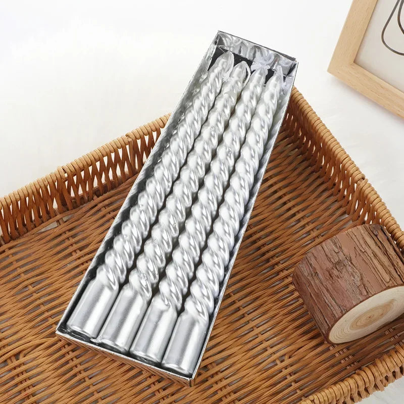 Bougies Argentées Torsadées Mariage Durable