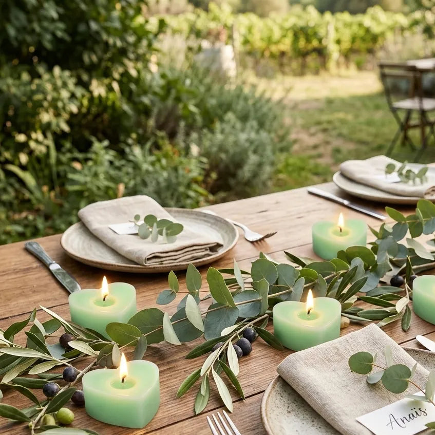 Bougies Décoratives Cœur Vertes Raffinée